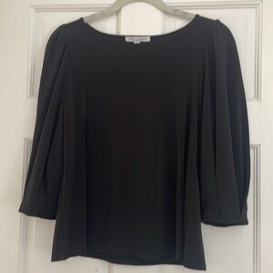 Green Envelope jewel neck blouse with balloon sleeve